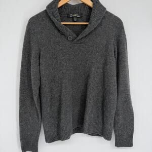 Pronto Uomo Sweater Men’s XL Wool Fisherman Shawl Collar Heritage Gray Classic